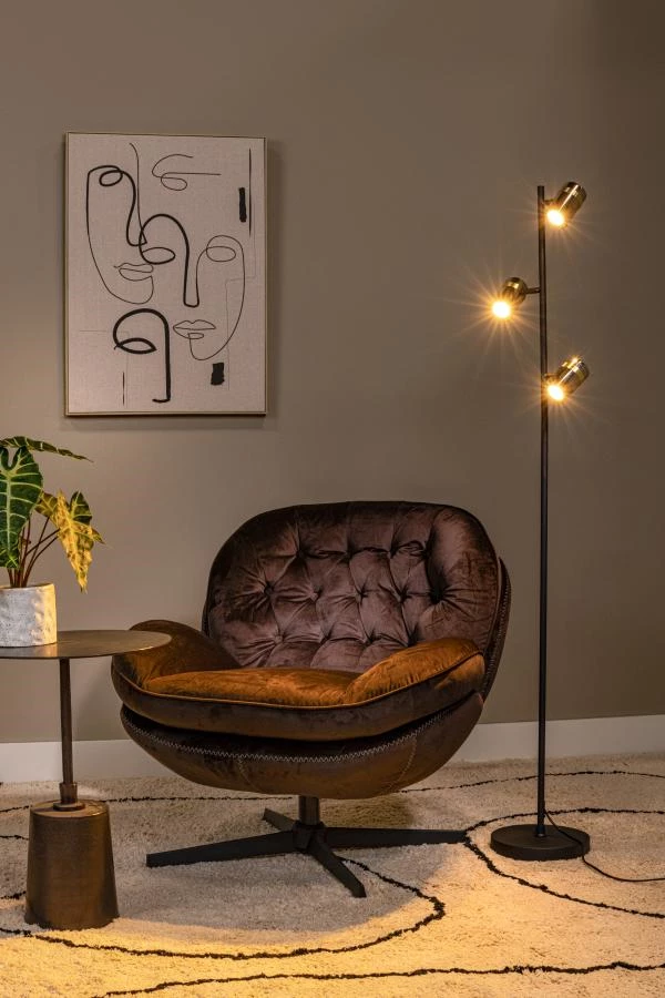 Lucide UPTON - Floor lamp - 3xGU10 - Smoke Grey - atmosphere 1